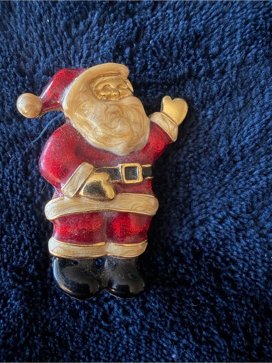 Jewelry - Gold-Trim Red Santa Brooch – Festive Women's Jewelry